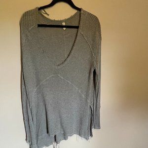 Free People Distressed Shirt with Deep V